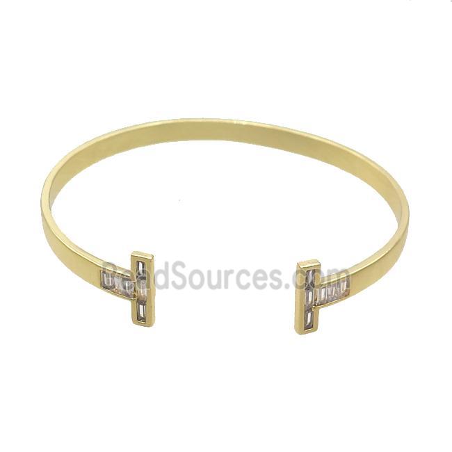 Copper Bangle Pave Zircon Gold Plated