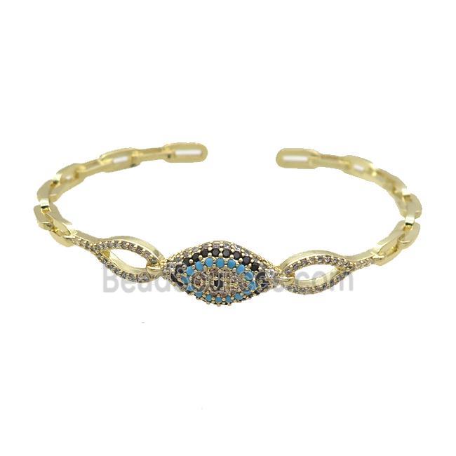 Copper Bangle Pave Zircon Eye Gold Plated