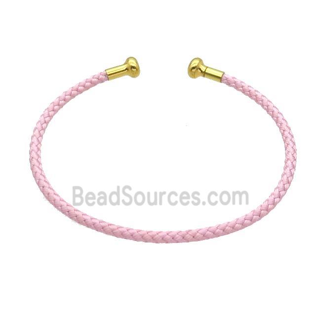 Copper Bangle Pink Nylon Wire Wrapped Gold Plated