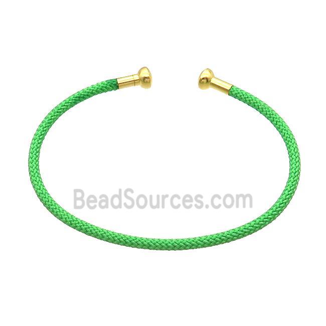 Copper Bangle Green Nylon Wire Wrapped Gold Plated