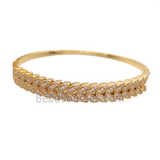 Copper Bangle Pave Zircon Gold Plated