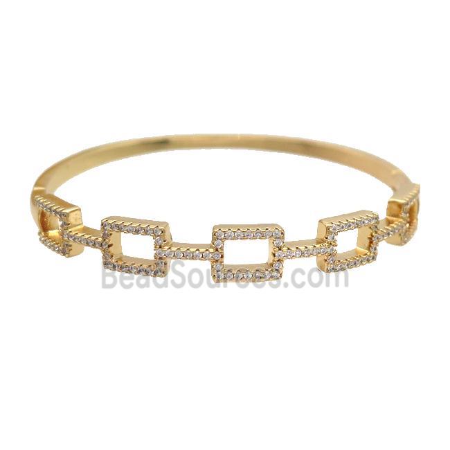 Copper Bangle Pave Zircon Gold Plated