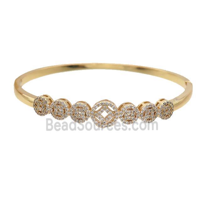 Copper Bangle Pave Zircon Gold Plated