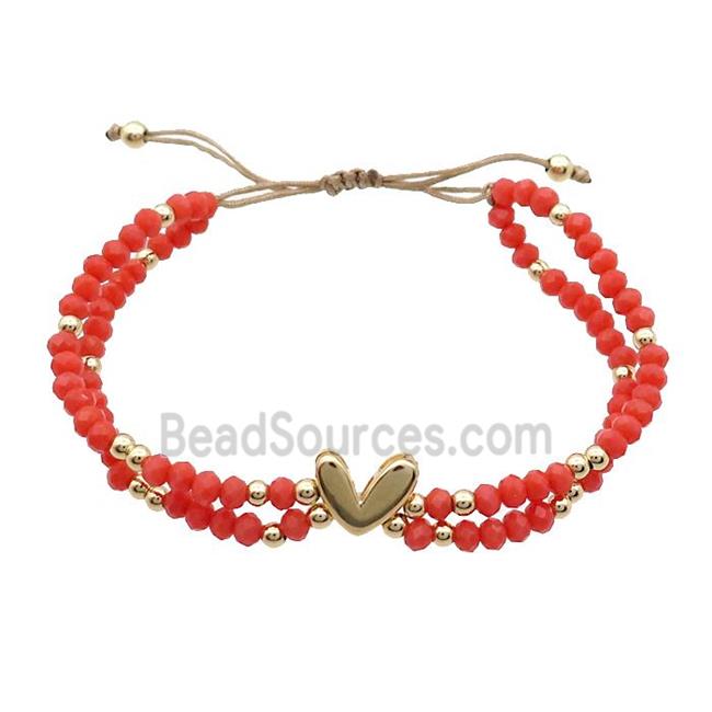 Crystal Glass Bracelet Red Adjustable