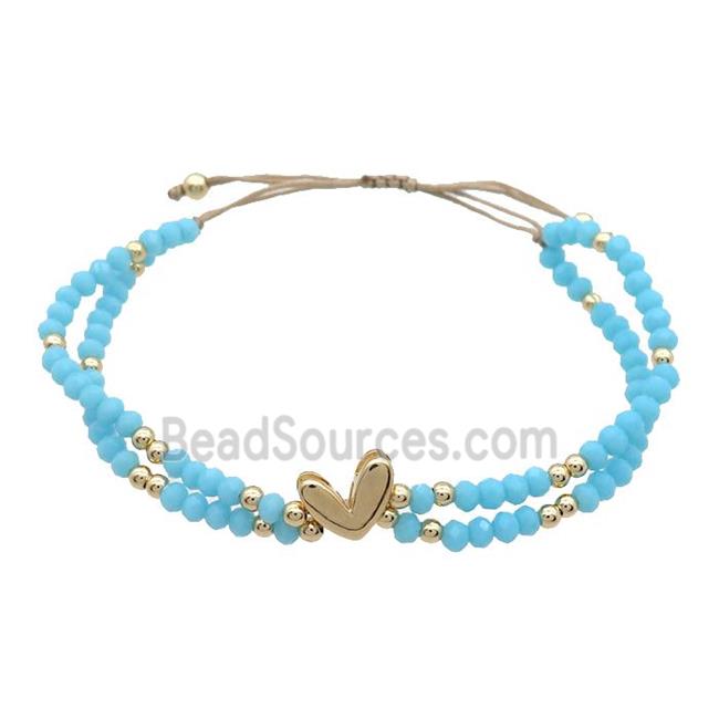 Crystal Glass Bracelet Blue Adjustable