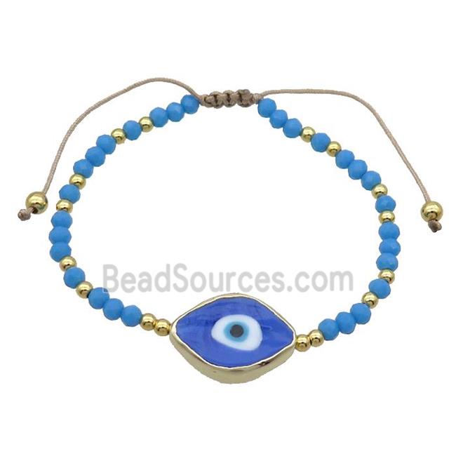 Blue Crystal Glass Bracelet Evil Eye Adjustable