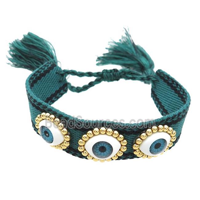 Inkgreen Fabric Bracelet Evil Eye Adjustable