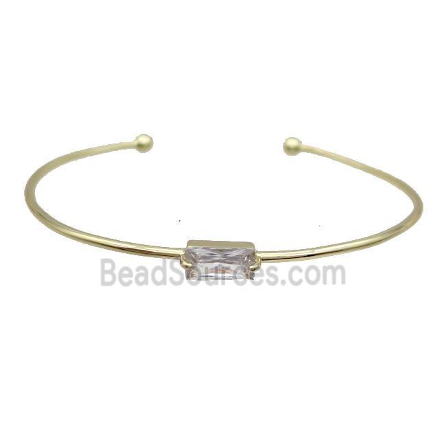 Copper Bangle Pave Clear Crystal Glass Gold Plated