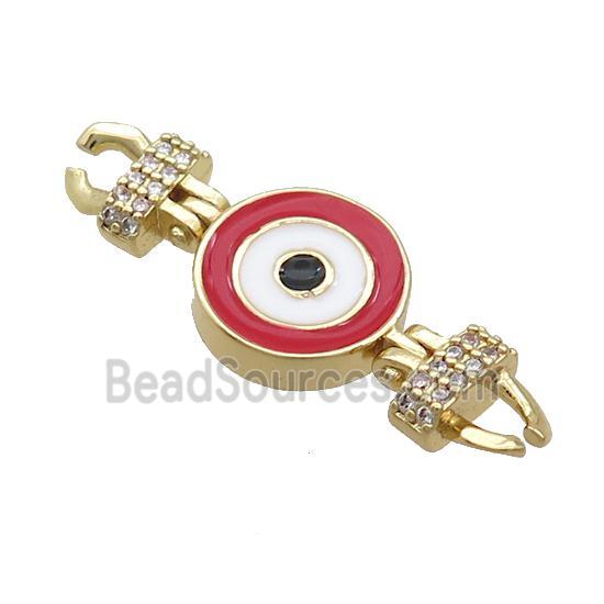 Copper Connectore Pave Zircon Enamel Eye Gold Plated