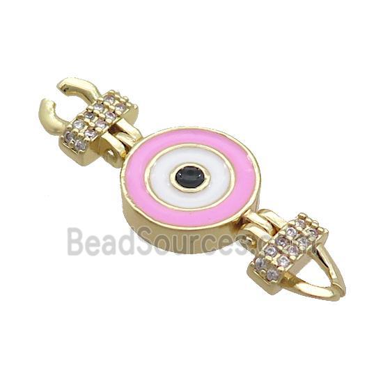 Copper Connectore Pave Zircon Enamel Eye Gold Plated