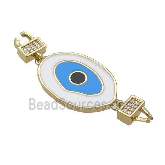 Copper Connectore Pave Zircon Enamel Eye Gold Plated