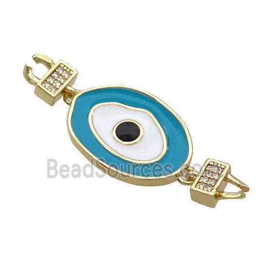 Copper Connectore Pave Zircon Teal Enamel Eye Gold Plated