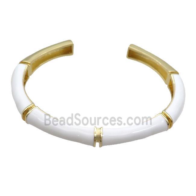 Copper Bangle White Enamel Gold Plated