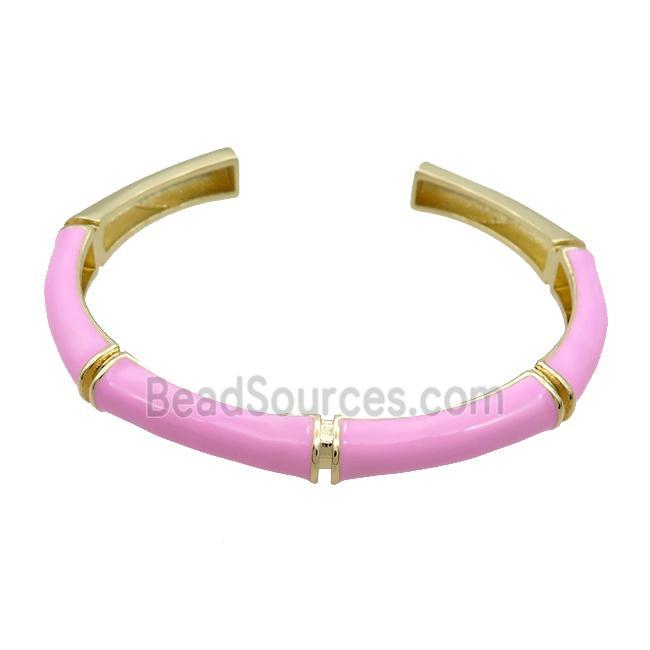 Copper Bangle Pink Enamel Gold Plated