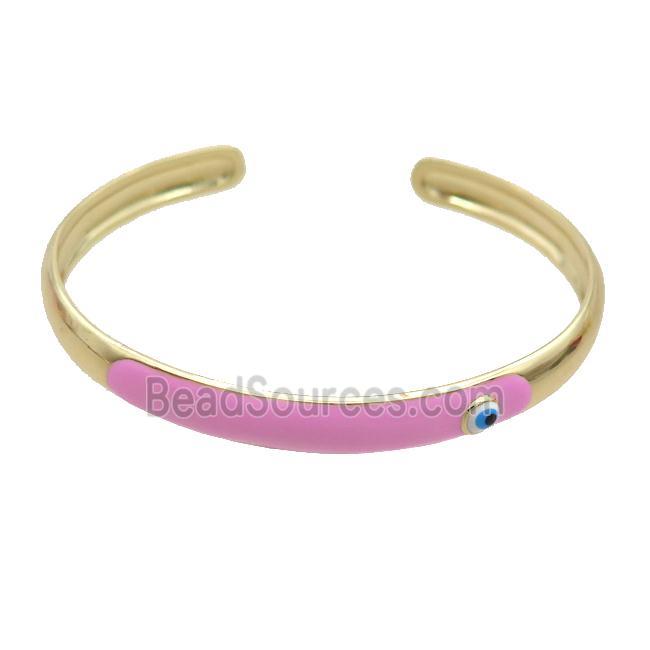 Copper Bangle Pink Enamel Gold Plated