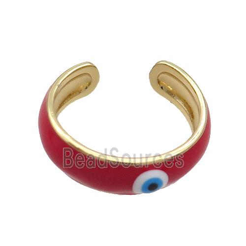 Copper Ring Red Enamel Eye Gold Plated