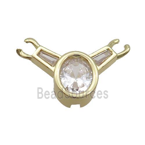 Copper Pendant Pave Clear Crystal Glass Gold Plated