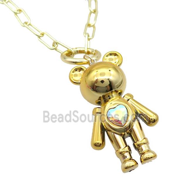 Copper Necklace With Gold Bear Gold Plated