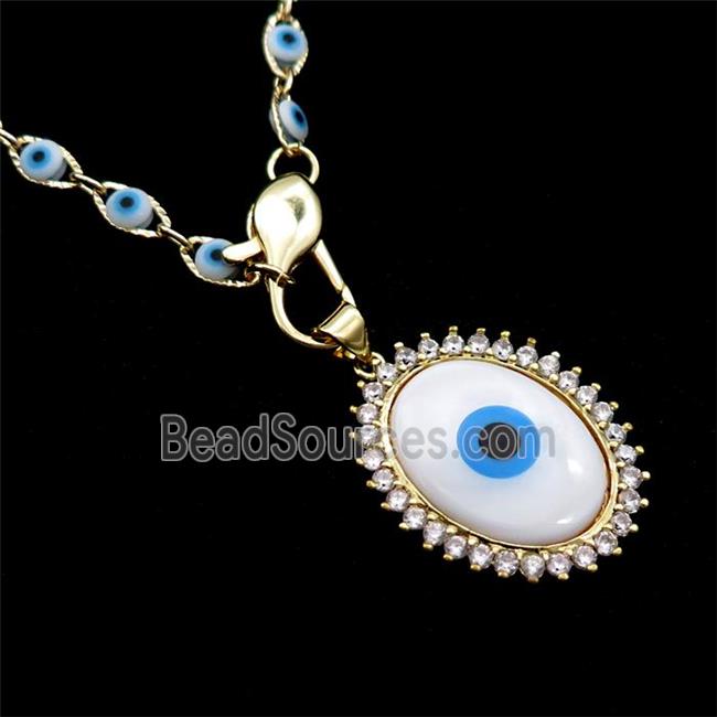 Copper Necklace Eye Pave Zircon Enamel Gold Plated