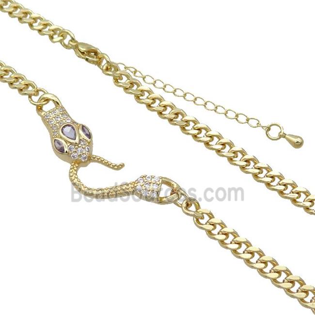 Copper Necklace Chain Snake Gold Plated