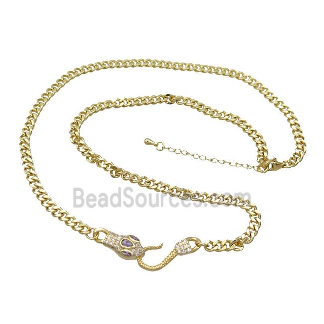 Copper Necklace Chain Snake Gold Plated