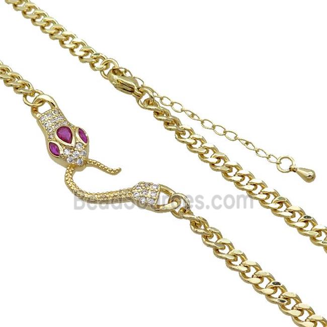 Copper Necklace Chain Snake Gold Plated