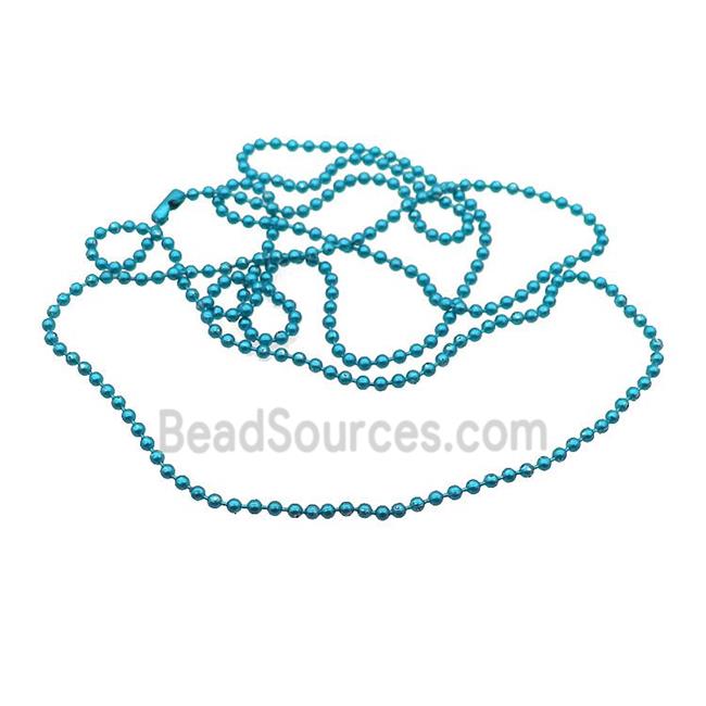 Copper Ball Chains For Necklace Teal Lacquered