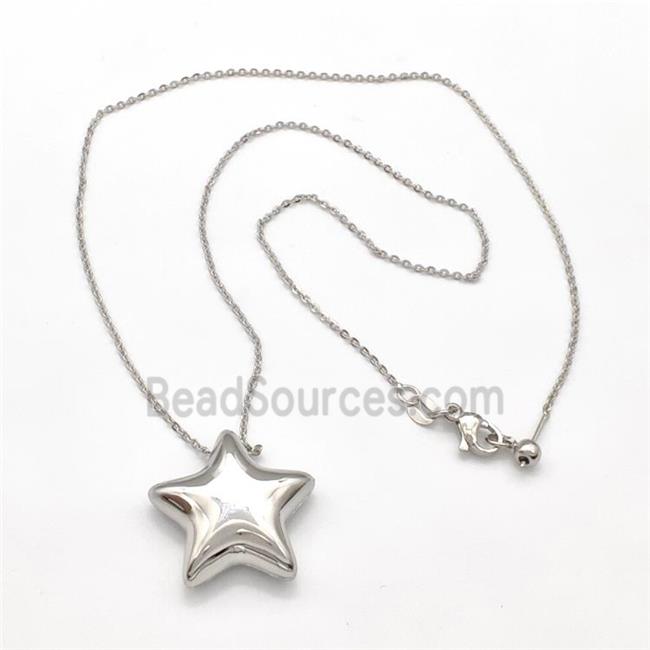 Copper Necklace Star Platinum Plated