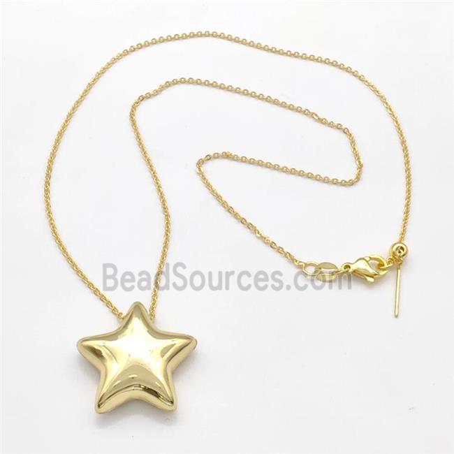 Copper Necklace Star Gold Plated