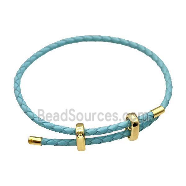 TurqBlue PU Leather Bracelet Adjustable