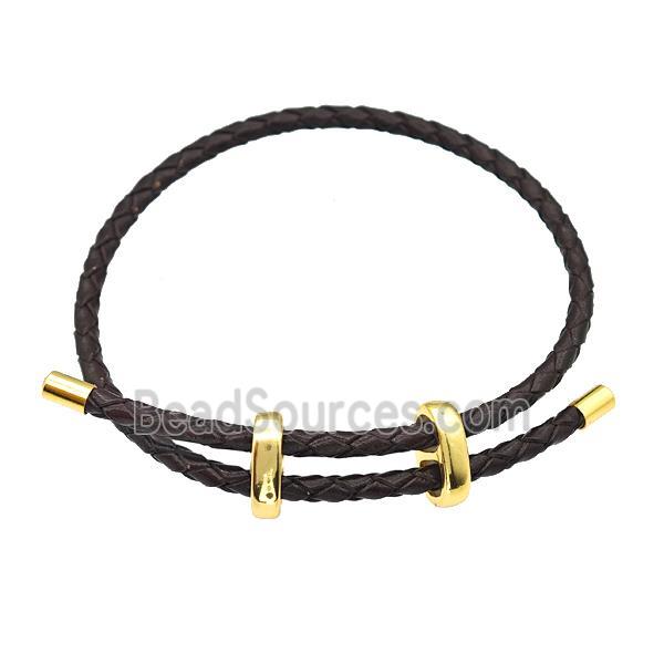 Darkcoffee PU Leather Bracelet Adjustable