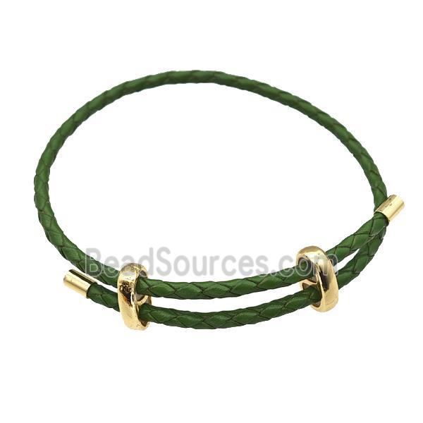 Green PU Leather Bracelet Adjustable