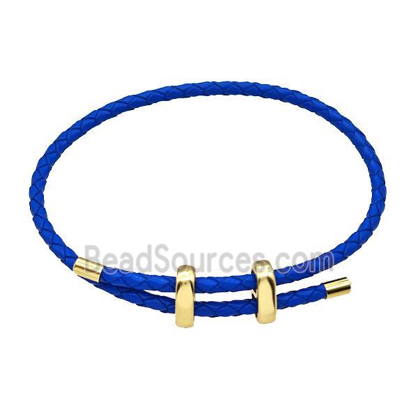 Skyblue Leather Bracelet Adjustable