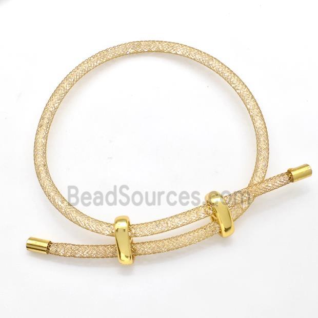 Copper Mesh Bracelet With Crystal Glass Adjustable Gold Plated