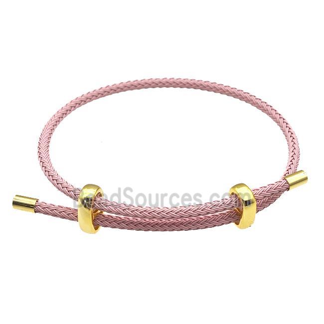 Pink Tiger Tail Steel Bracelet Adjustable