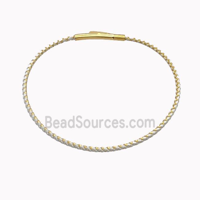 White Nylon Cord Bracelet With Stainless Steel Clasp