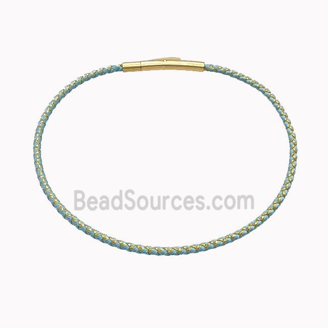 Lt.green Nylon Cord Bracelet With Stainless Steel Clasp