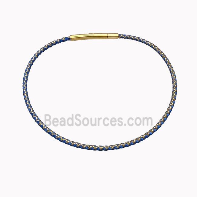 Blue Nylon Cord Bracelet With Stainless Steel Clasp