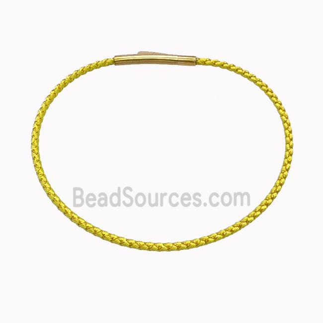 Yellow Nylon Cord Bracelet With Stainless Steel Clasp