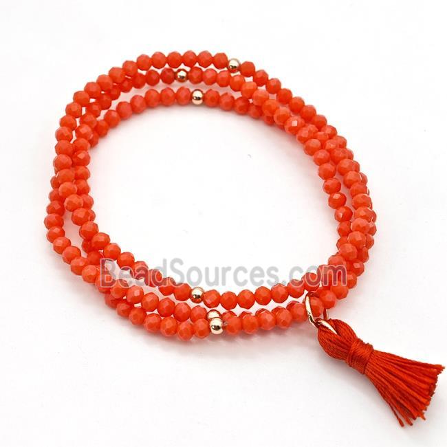 Red Chinese Crystal Glass Bracelets Stretchy