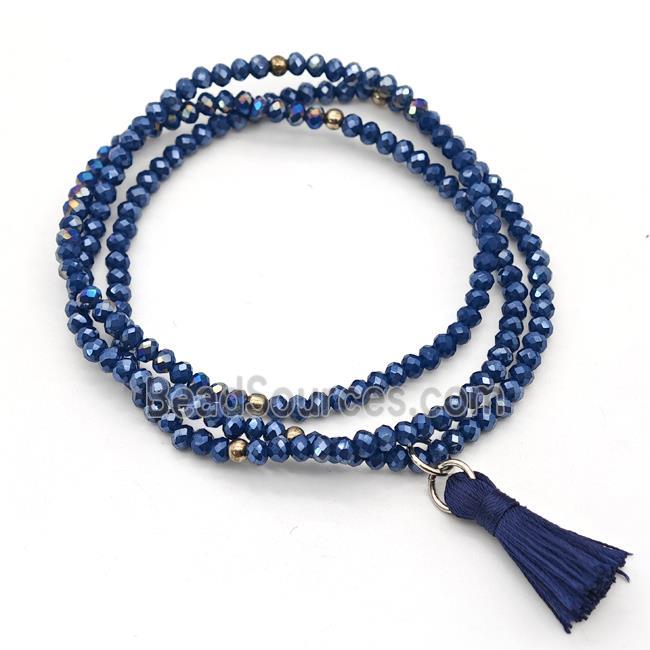 Blue Chinese Crystal Glass Bracelets Stretchy