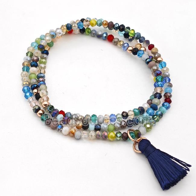 Chinese Crystal Glass Bracelets Stretchy Multicolor