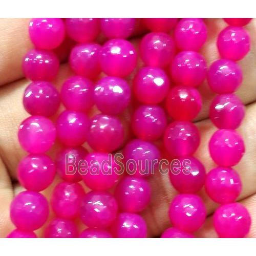 hotpink agate bead, faceted round