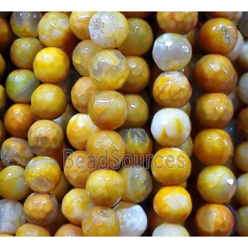 yellow agate beads, faceted round