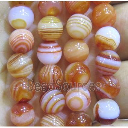 stripe red agate bead, round