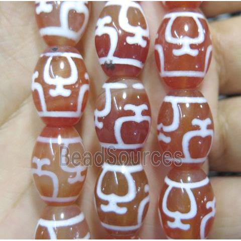 red Tibet Dzi Agate beads, barrel