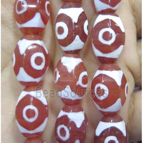 red Tibet Dzi Agate beads, barrel