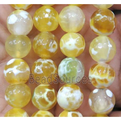 faceted round yellow Fired Agate beads