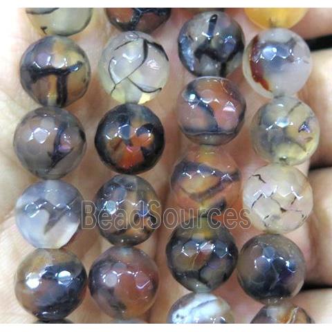 faceted round veins agate beads