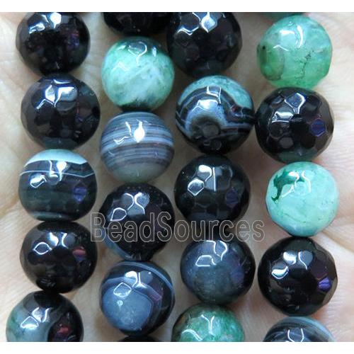 green druzy Agate beads, faceted round